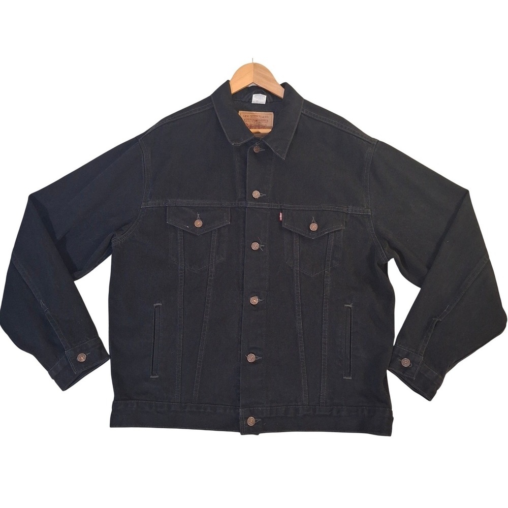 Vintage 90s Levi's 70507-4159 Denim Trucker Jacket Mens Large Black Cotton